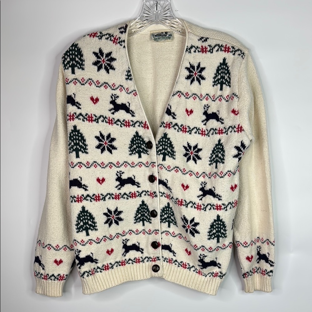 Vintage Northern Reflections Christmas Reindeer Christmas Tree Sweater S/M